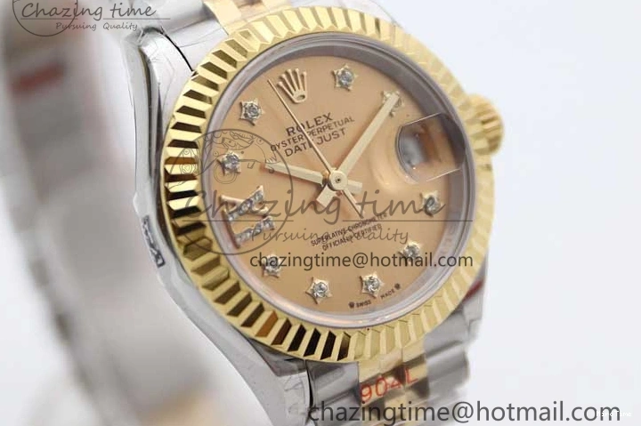 MiroTime 0420 Minimalist Datejust 28mm 279179 SS YG TWF Best Edition Gold Diamonds Markers Dial on SS YG Jubilee Bracelet NH 2141